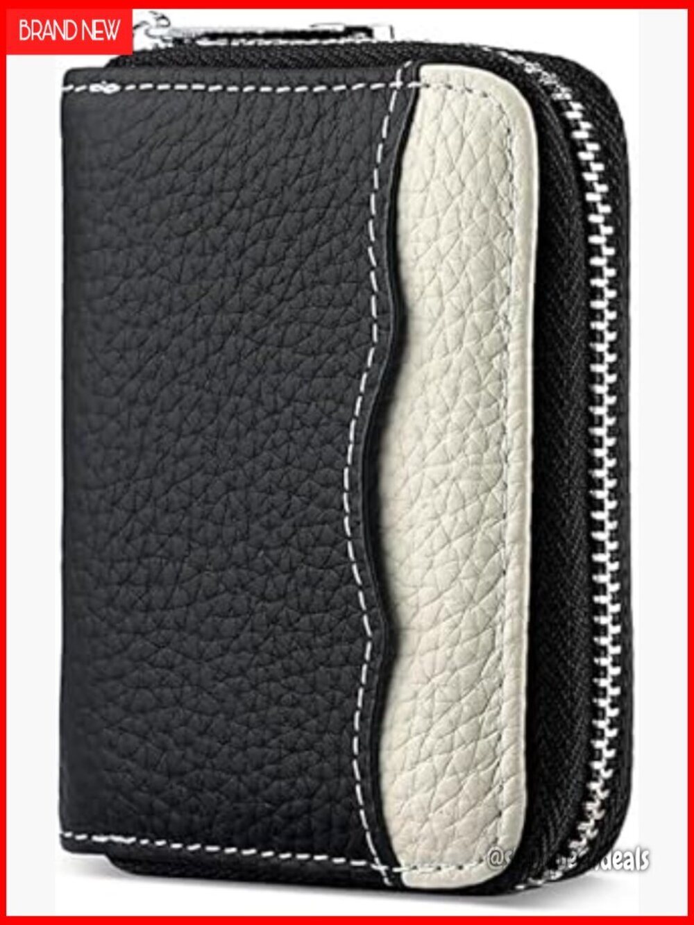 Genuine Leather RFID Blocking Wallet with 20 Card Slots and Zipper